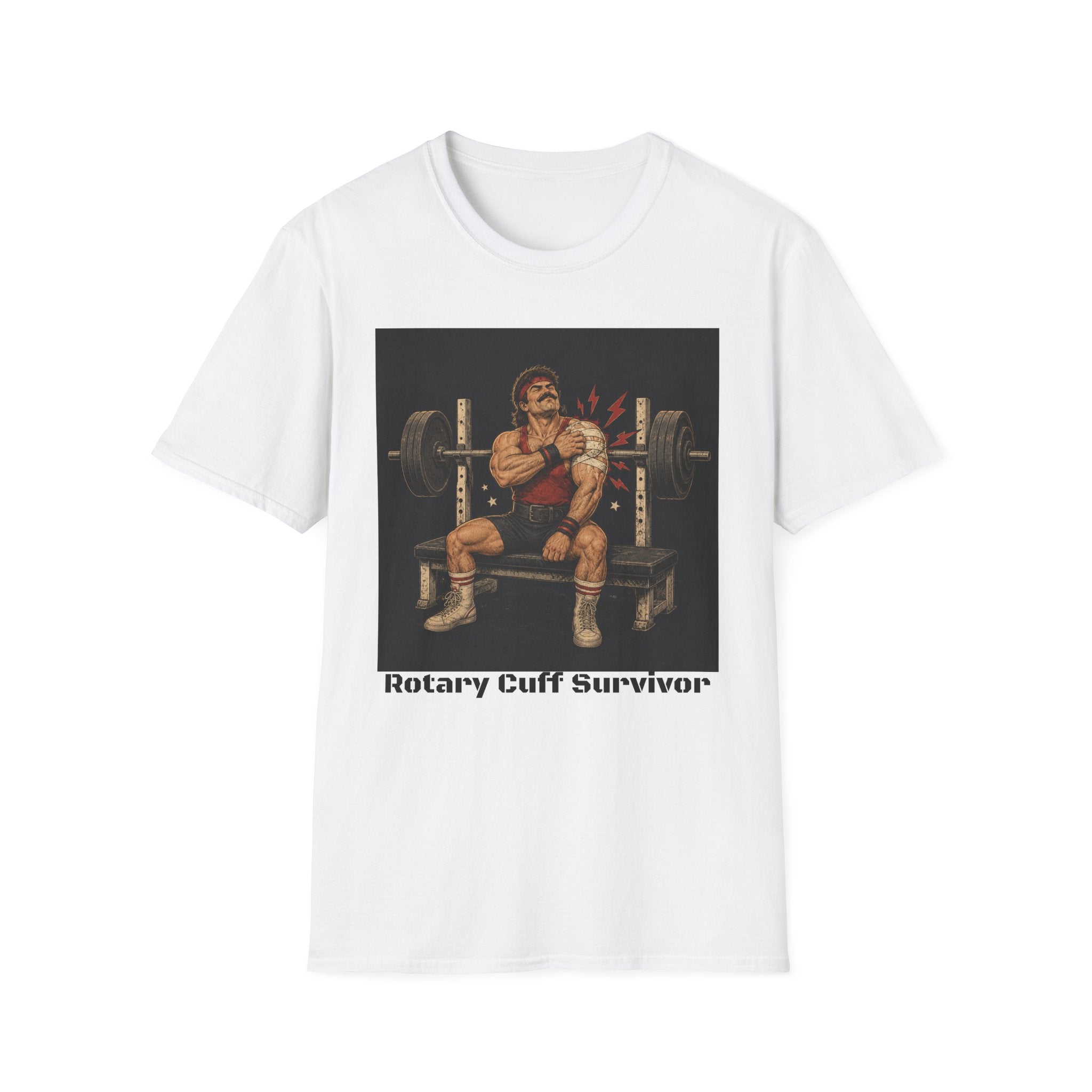 Rotary Cuff Survivor T-shirt - White - Funny Gym T-shirts
