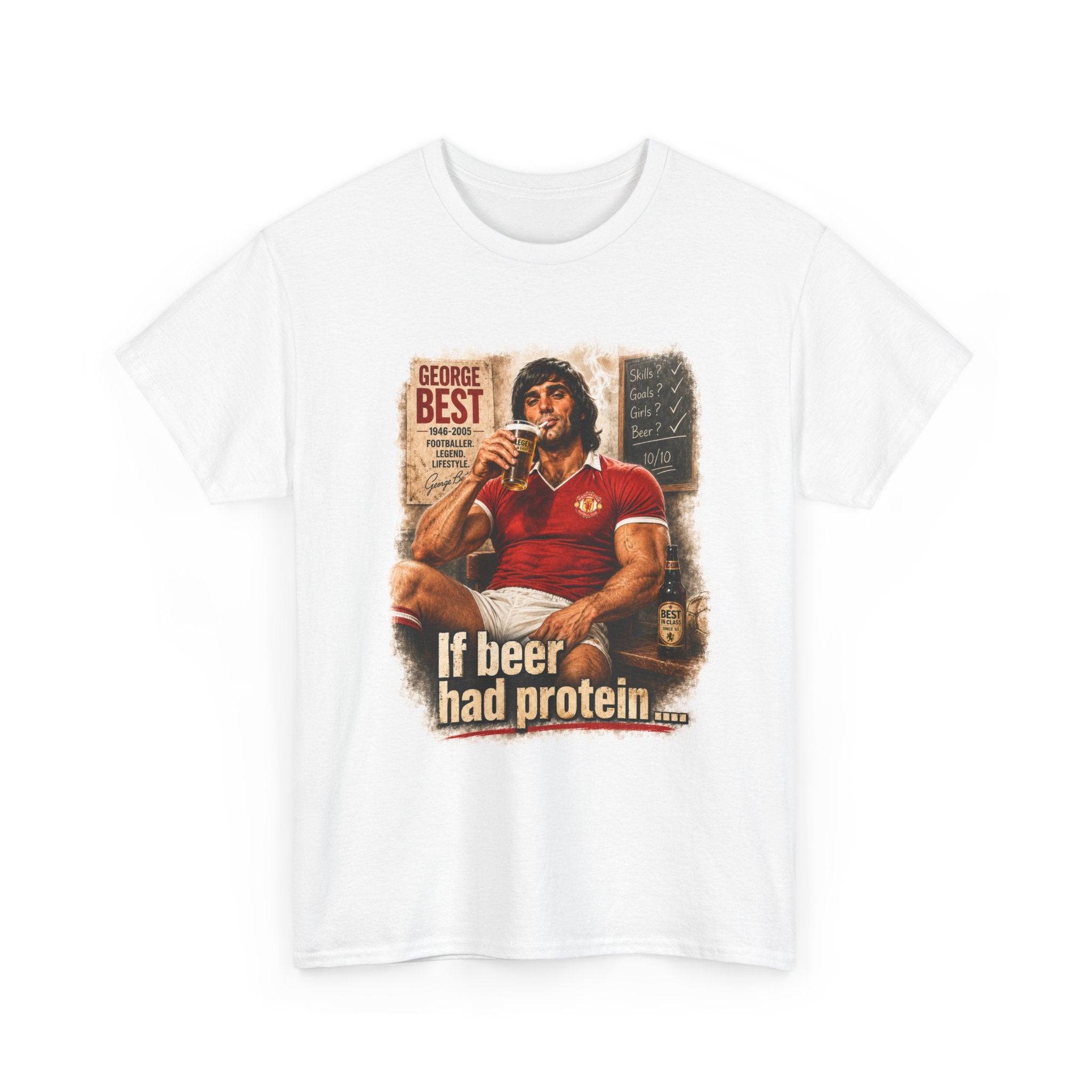 George Best ripped drinking beer -White